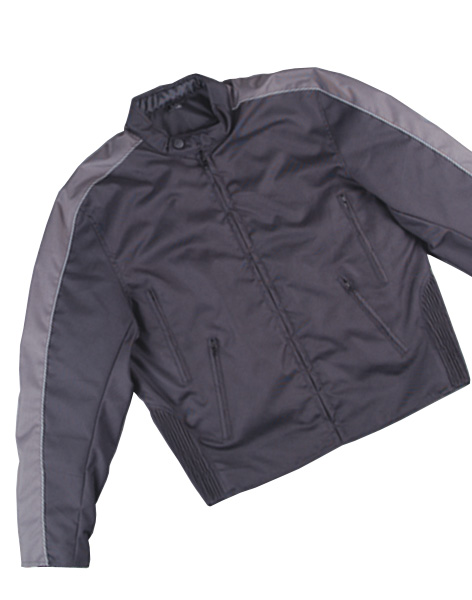 1011-GRAY MENS SCOOTER STYLE TEXTILE JACKET GRAY SIDE STRIPES