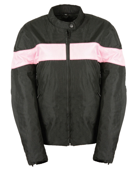 TN1014-PINK WOMEN LIGHTWEIGHT TEXTILE JACKET PINK STRIPE