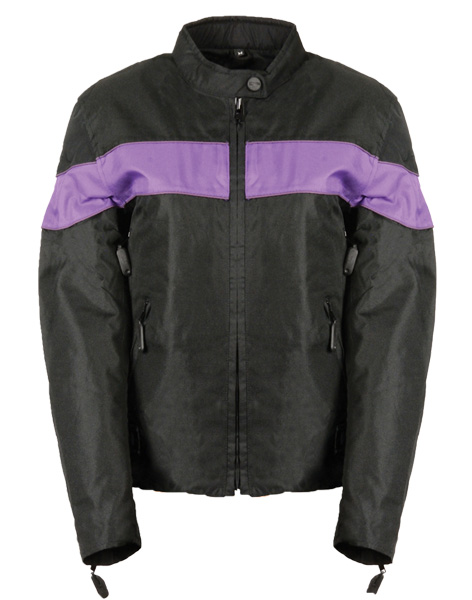 TN1014-PURPLE WOMEN LIGHTWEIGHT TEXTILE JACKET PURPLE STRIPE