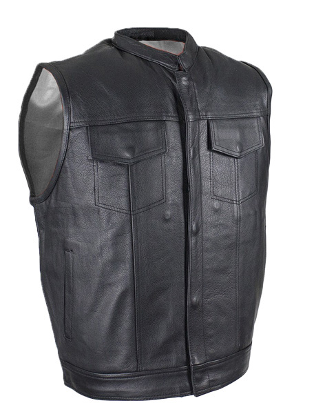 TN1058 - MEN'S LEATHER MOTORCYCLE CLUB VEST WITH BLACK LINER