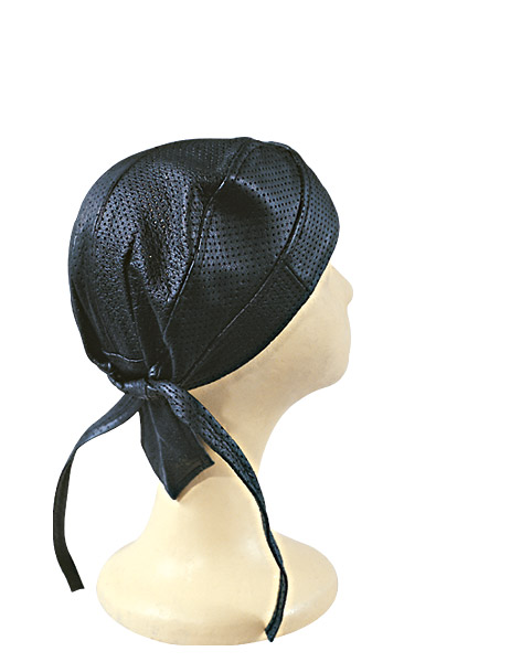 1836 - LEATHER HEAD WRAP VENTED BLACK