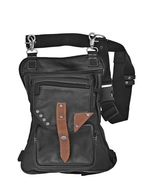 2217 - LEATHER CARRY THIGH BAG WITH WAIST BELT