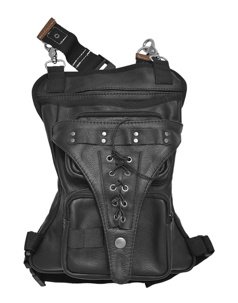 2218 - LEATHER CARRY THIGH BAG WITH WAIST BELT