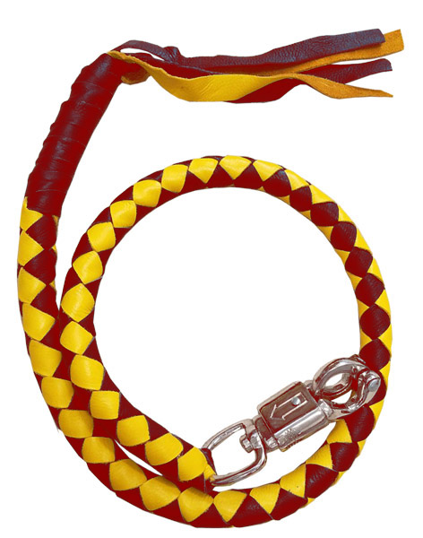 2300REDYELW - Red Yellow Biker Leather Get Back Whip