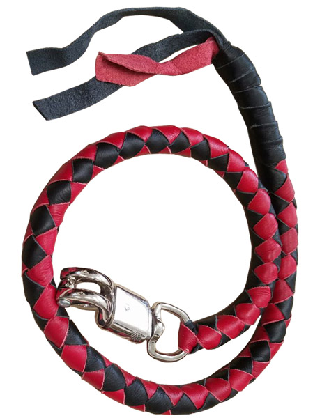 2300BRED - Black Red Biker Leather Get Back Whip