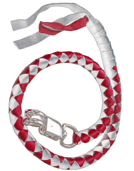 2300REDWHT - Red White Biker Leather Get Back Whip