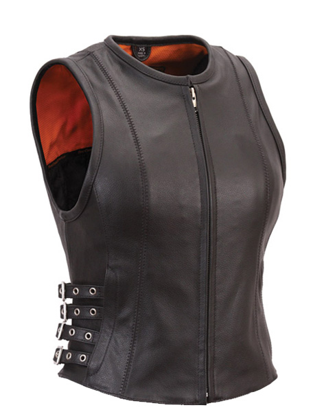 350-796 - FMC Women's Buckled Zip Front Leather Vest