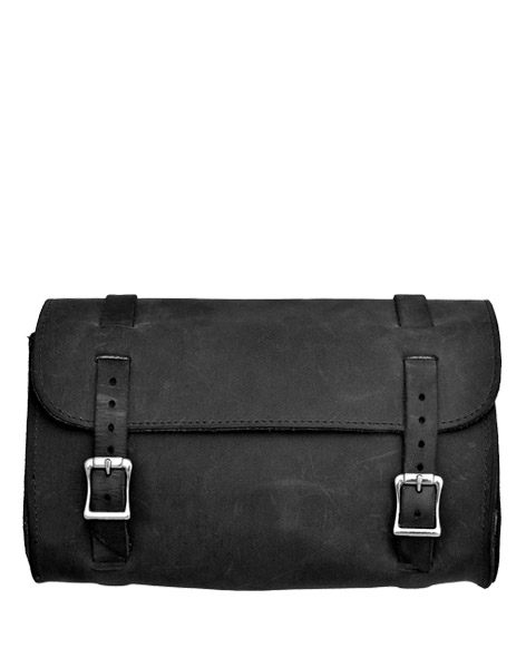 5108 - 2 Straps Black Leather Tools Bag