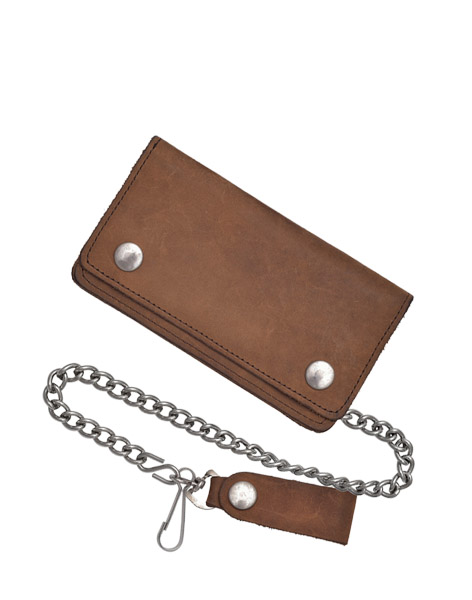 5323 - PLAIN SNAPS BROWN CHAIN WALLET