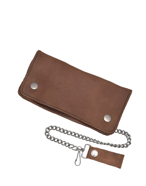 5329 - PLAIN LARGE BROWN CHAIN WALLET