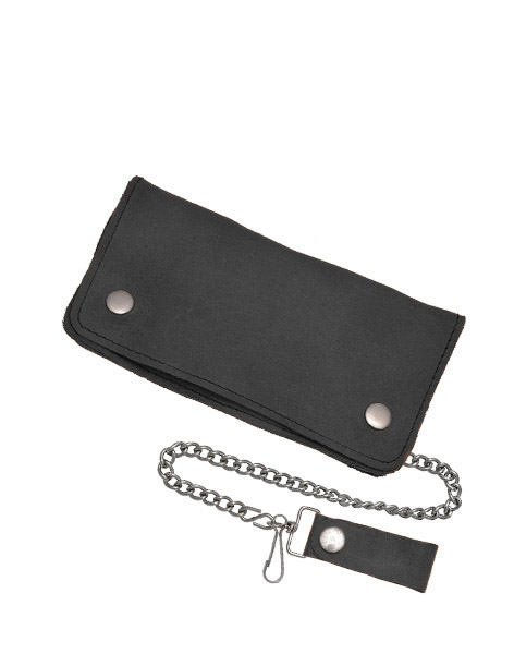 5329BLK - PLAIN LARGE BLACK 8 INCHES CHAIN WALLET