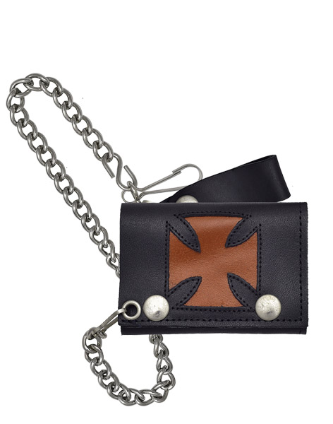 5330ORNG - ORANGE CROSS TRI FOLD CHAIN WALLET