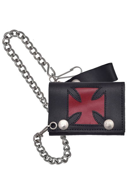 5330RED - RED CROSS TRI FOLD CHAIN WALLET