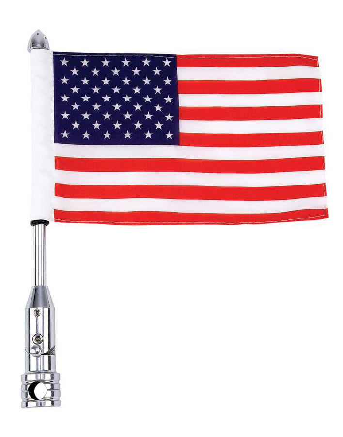 Diamond Plate™ Motorcycle Flagpole Mount and USA Flag