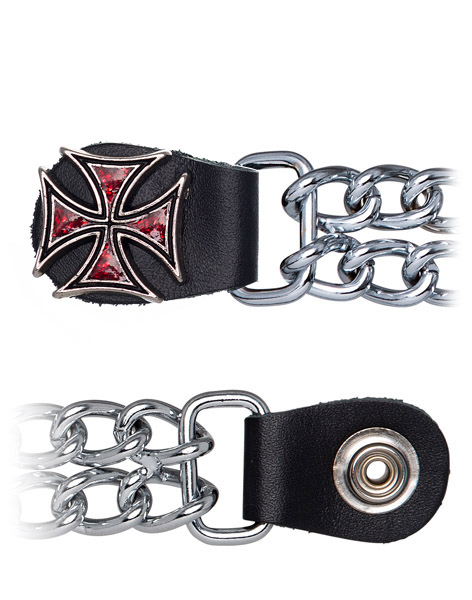 DVE146 - IRON CROSS VEST EXTENDER (RED STONES)