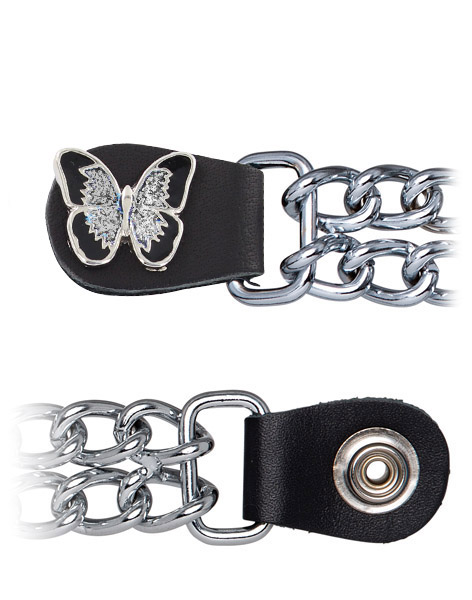 DVE155Black - Black Silver Butterfly Vest Extender