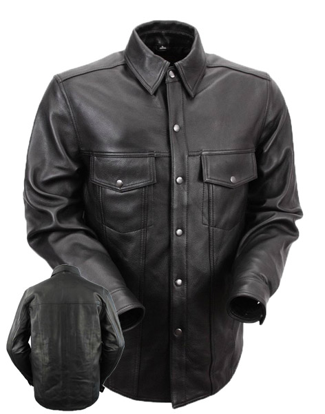 F403 - Men’s Lightweight Black Leather Shirt