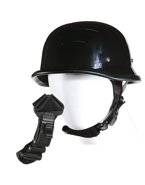 TND402 - German Novelty Shiny Black Helmet With Q-Release