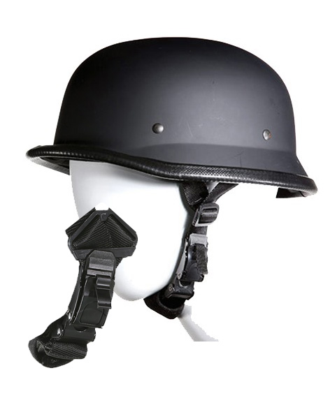 TND502 - German Novelty Flat Black Helmet With Q-Release