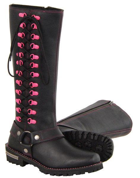 MBL9367 - Women’s 14″Inch Leather Harness Boot Fuchsia Accent La