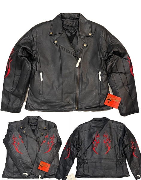 MC101 - Red Flame Leather Jacket