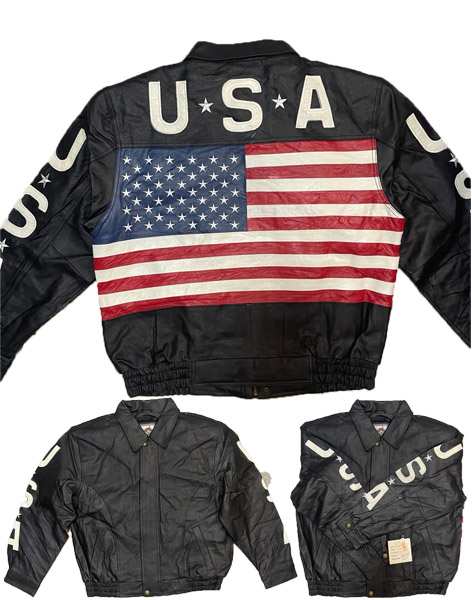 MC103 - Men's USA Flag Bomber Jacket