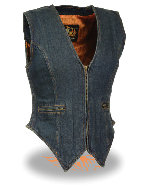 MDL4010 - WOMEN’S ZIPPER FRONT DENIM VEST W/ SIDE STRETCH