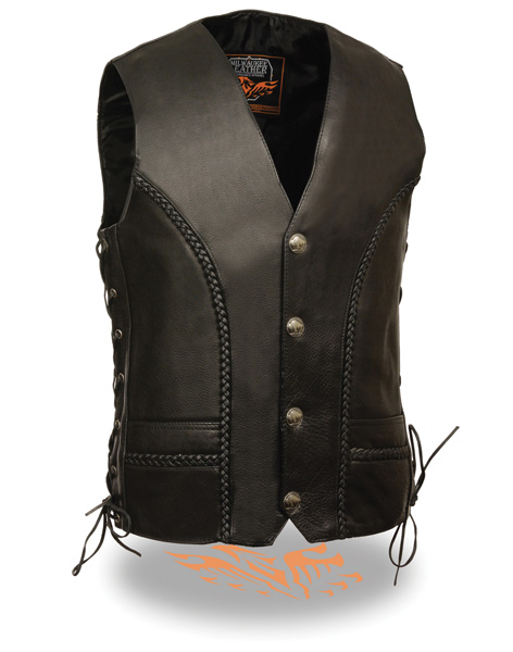 ML1359 - MEN’S BRAIDED SIDE LACE VEST W/ BUFFALO SNAPS