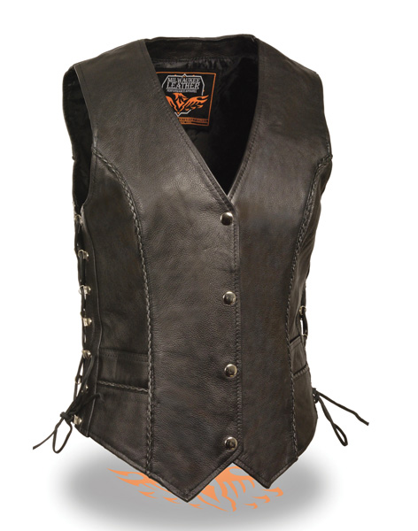 ML2045 - WOMEN’S SNAP FRONT VEST W/ THIN BRAID