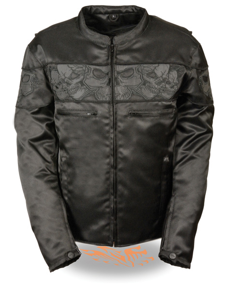 MPM1730 - MEN’S REFLECTIVE SKULLS TEXTILE JACKET