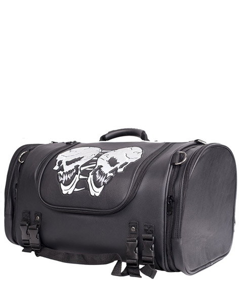 SB84SK- Large Motorcycle Sissy Bar Bag With Skulls