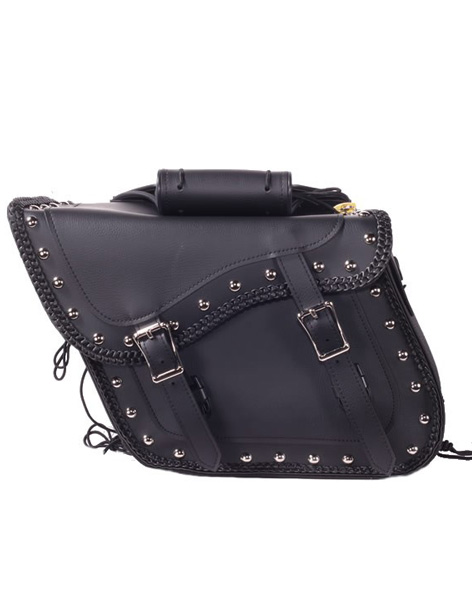 SD4065STUD - PVC Motorcycle Saddlebag With Studs & Q-Release