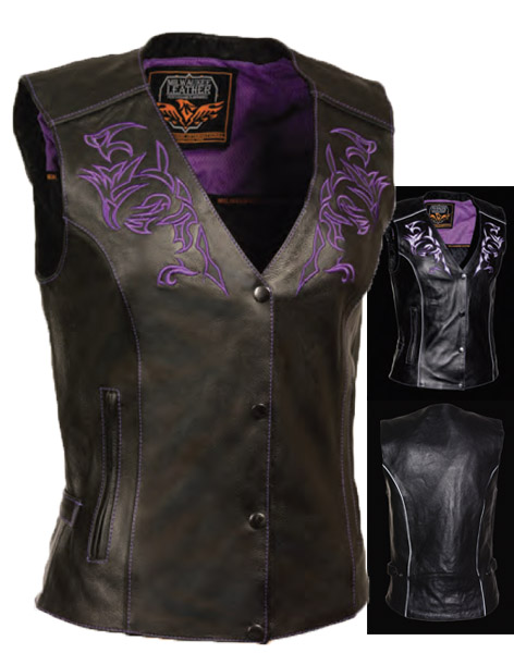 SH1296PUR - WOMEN’S VEST REFLECTIVE TRIBAL DESIGN & PIPING