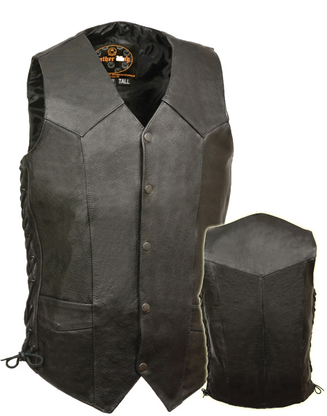 SH1315T - MEN’S CLASSIC SIDE LACE BIKER TALL VEST