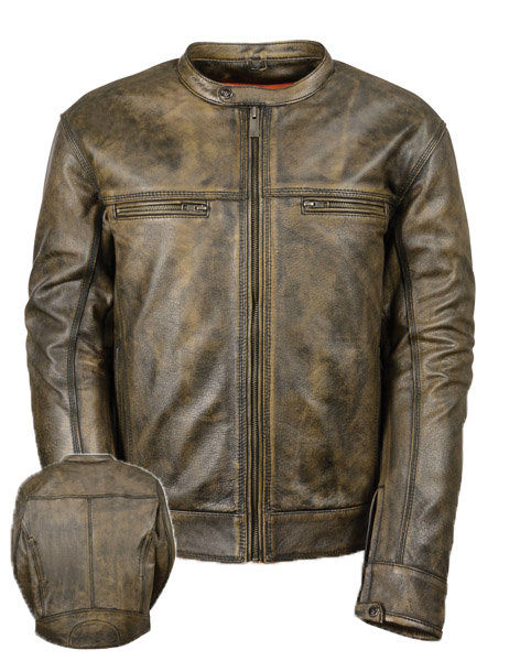 SH1550 - MEN’S DISTRESSED BROWN SCOOTER JACKET W VENTING