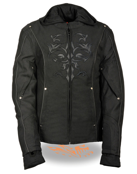 SH1939 - WOMEN’S 3/4 TEXTILE JACKET W/ REFLECTIVE TRIBAL DETAIL