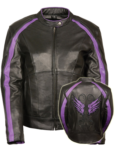 SH1952PUR - WOMEN’S JACKET W/ STUD & WINGS DETAILING