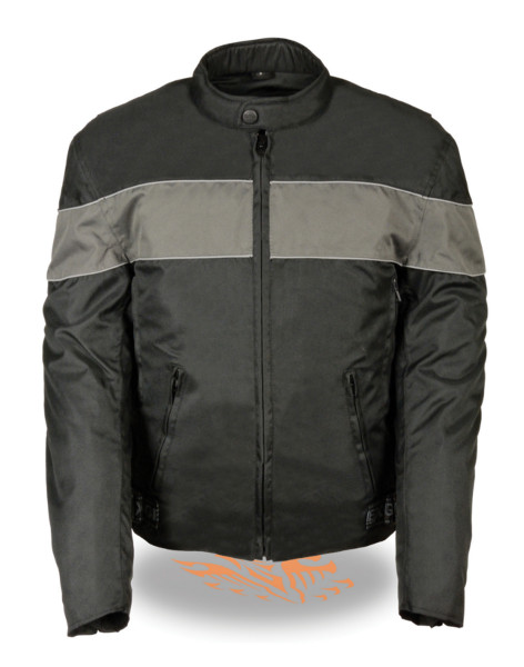 SH212101 - MEN’S GREY-BLK SCOOTER STYLE TEXTILE JACKET W/ REFLEC