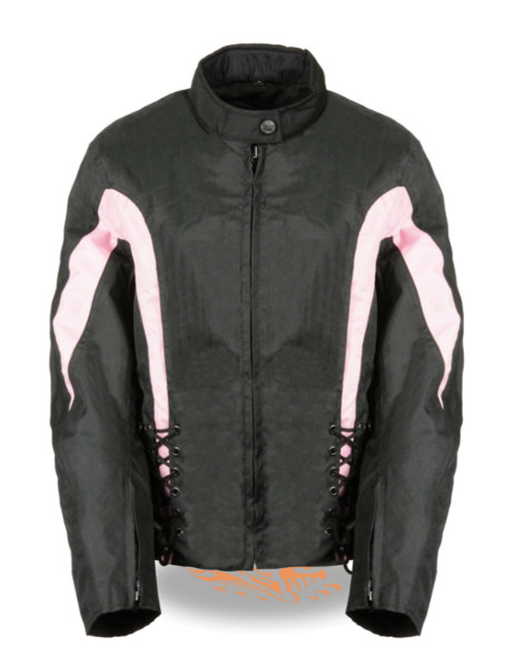 SH2188pink - WOMEN'S TEXTILE JACKET W/ SIDE STRETCH & LACING