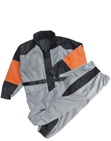 SH2217 - MEN’S ORANGE & SILVER RAIN SUIT WATER RESITANT W/REFLEC