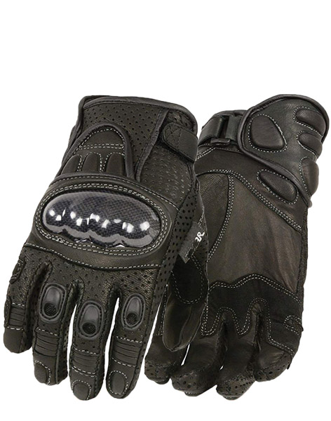 SH298 - Men's Short Racing Leather Gloves Hard Knuckle Shell Pro