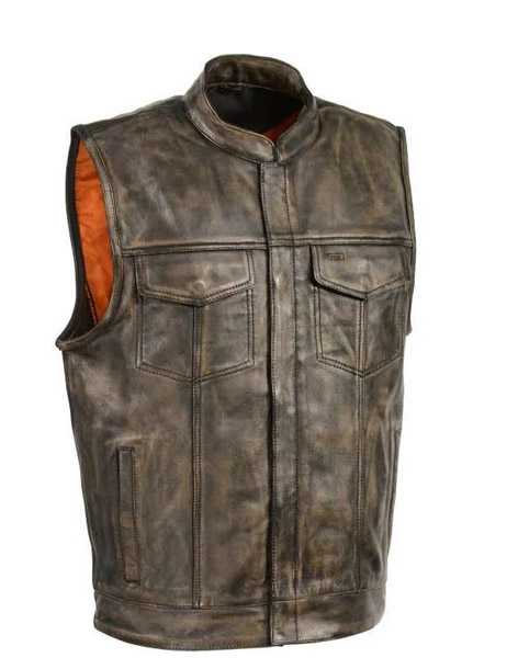 SH3510BRN - MEN’S OPEN NECK SNAP/ZIP FRONT CLUB STYLE VEST