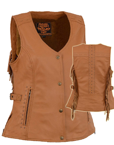 MLL4566 - Women's Saddle Antique Snap Front Vest with Fringe