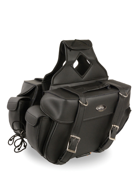 SH57403 - MEDIUM ZIP-OFF PVC THROW OVER TWO STRAP SADDLE BAG