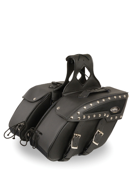 SH658 - MEDIUM ZIP-OFF STUDDED PVC SLANTED THROW OVER SADDLE BAG