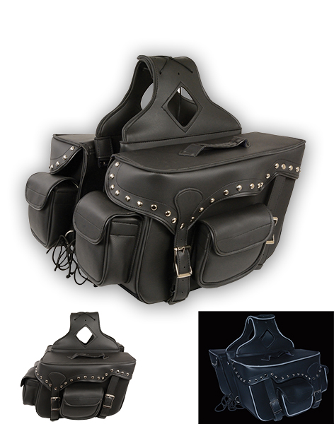 5018STD - ZIP-OFF DOUBLE POCKET STUDS PVC THROW OVER SADDLE BAG