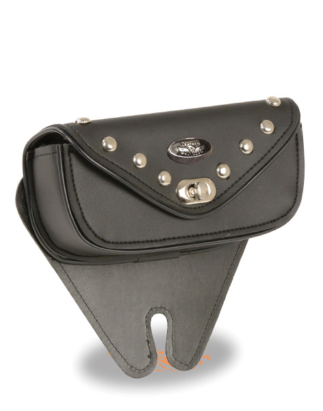 SH67103 - SMALL SINGLE POCKET STUDDED WINDSHIELD MOUNT BAG W/ TU