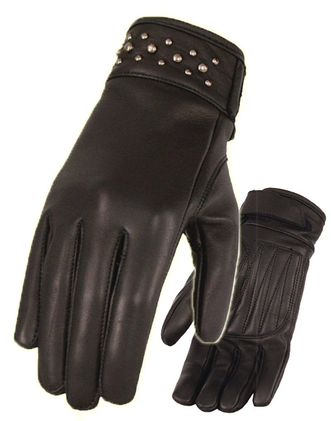 SH7760 - Ladies Leather Glove Gel Pam & Rivet Detailing