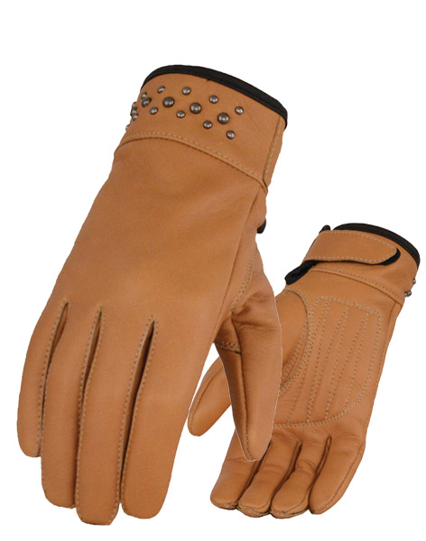 SH7760S - Ladies Leather Glove Gel Pam & Rivet Detailing