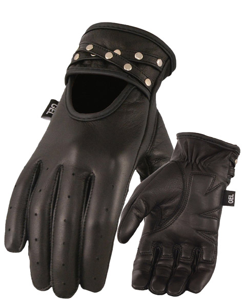 SH7765 - Ladies Driving Leather Glove Gel Pam & Studs